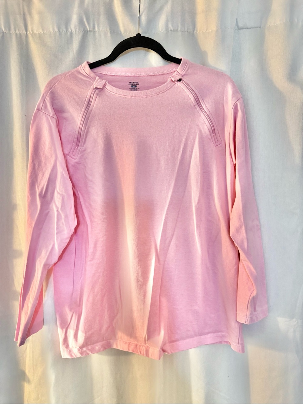 Light Pink Women's Chemotherapy Port Access Double Zipper Shirt